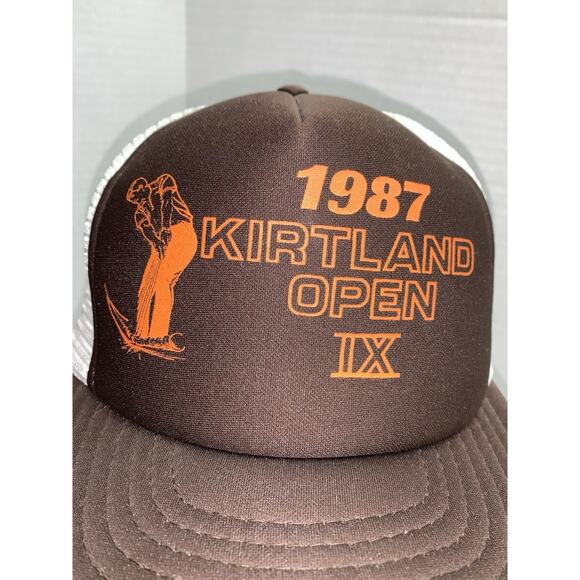 Vintage 1987 Kirtland Open IIX Golf Snapback Mesh Trucker Hat Cap Brown Unworn - Picture 6 of 10